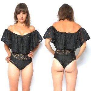Lace Sheer Bodysuit Leotard